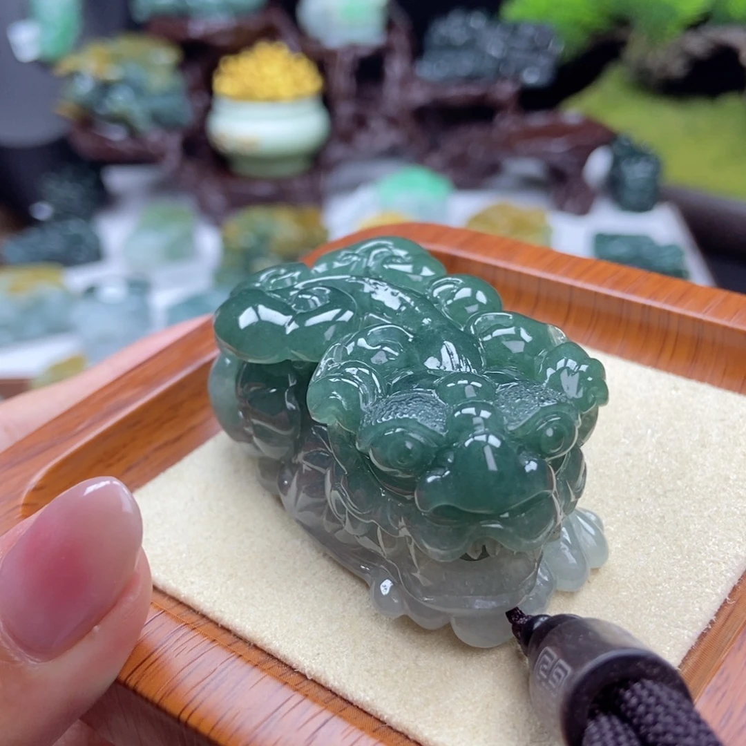 颈饰未镶嵌翡翠A30 半山水含珠貔貅