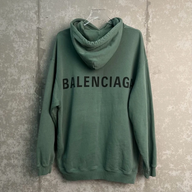 未使用 Balenciaga/巴黎世家 XS*1/绿色背后Logo帽衫/14867/JP