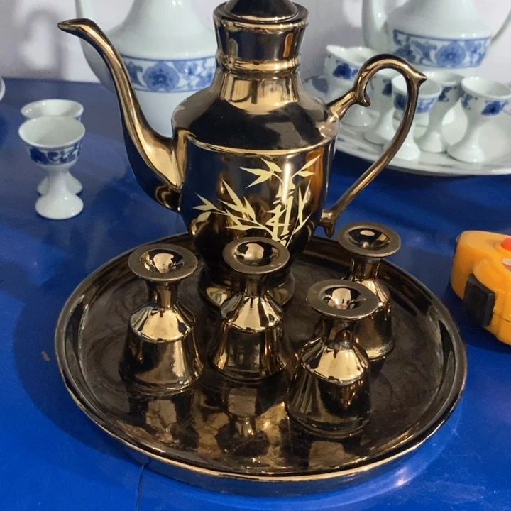 瓷片磁州窑金色釉酒具