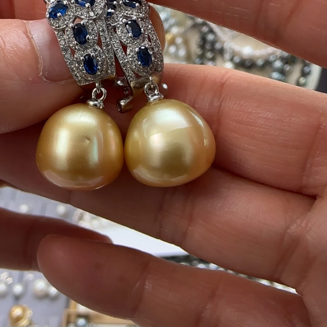 海水珍珠耳饰银S925镶嵌香**泡