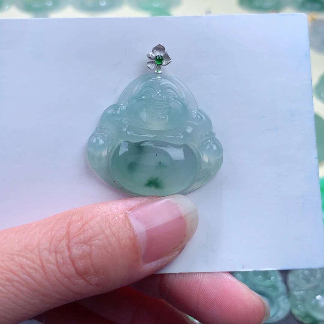 翡翠吊坠(不含链)18K金镶嵌