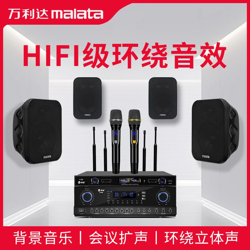 万利达重低音壁挂音响商用会议室舞蹈室店铺专用音箱功放话筒套装