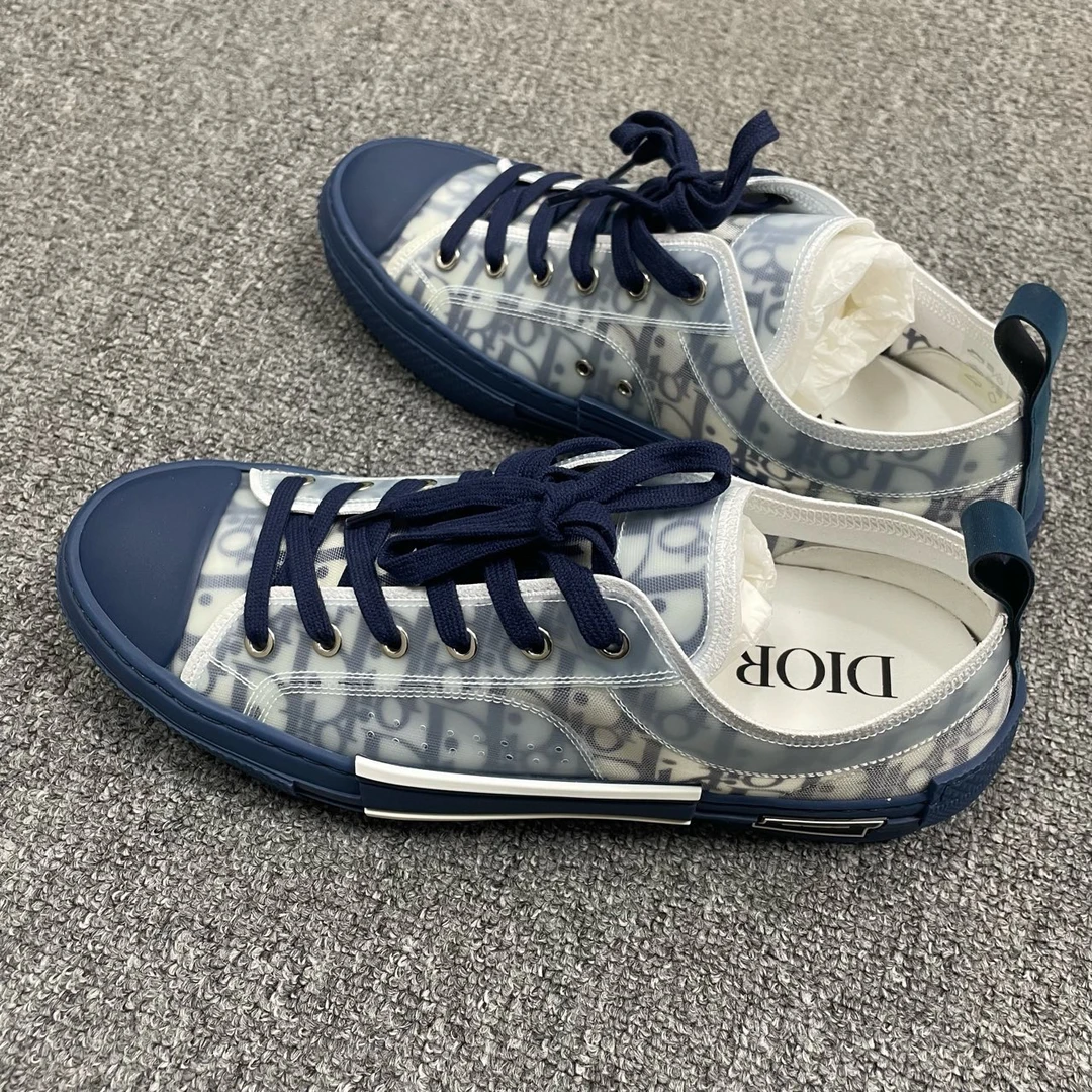 全新未使用 DIOR/迪奥 Dior B23 蓝色老花板鞋 原盒42码