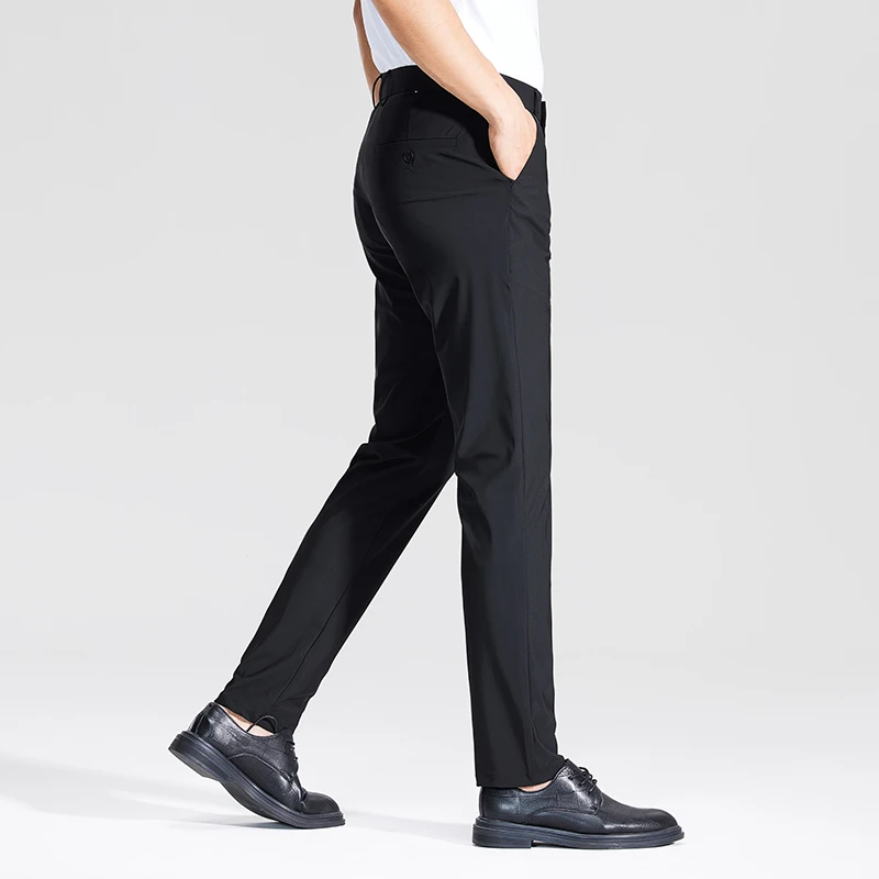 【高弹力牛奶丝】男士商务三防休闲裤直筒冰丝夏季薄款西裤免烫抗皱