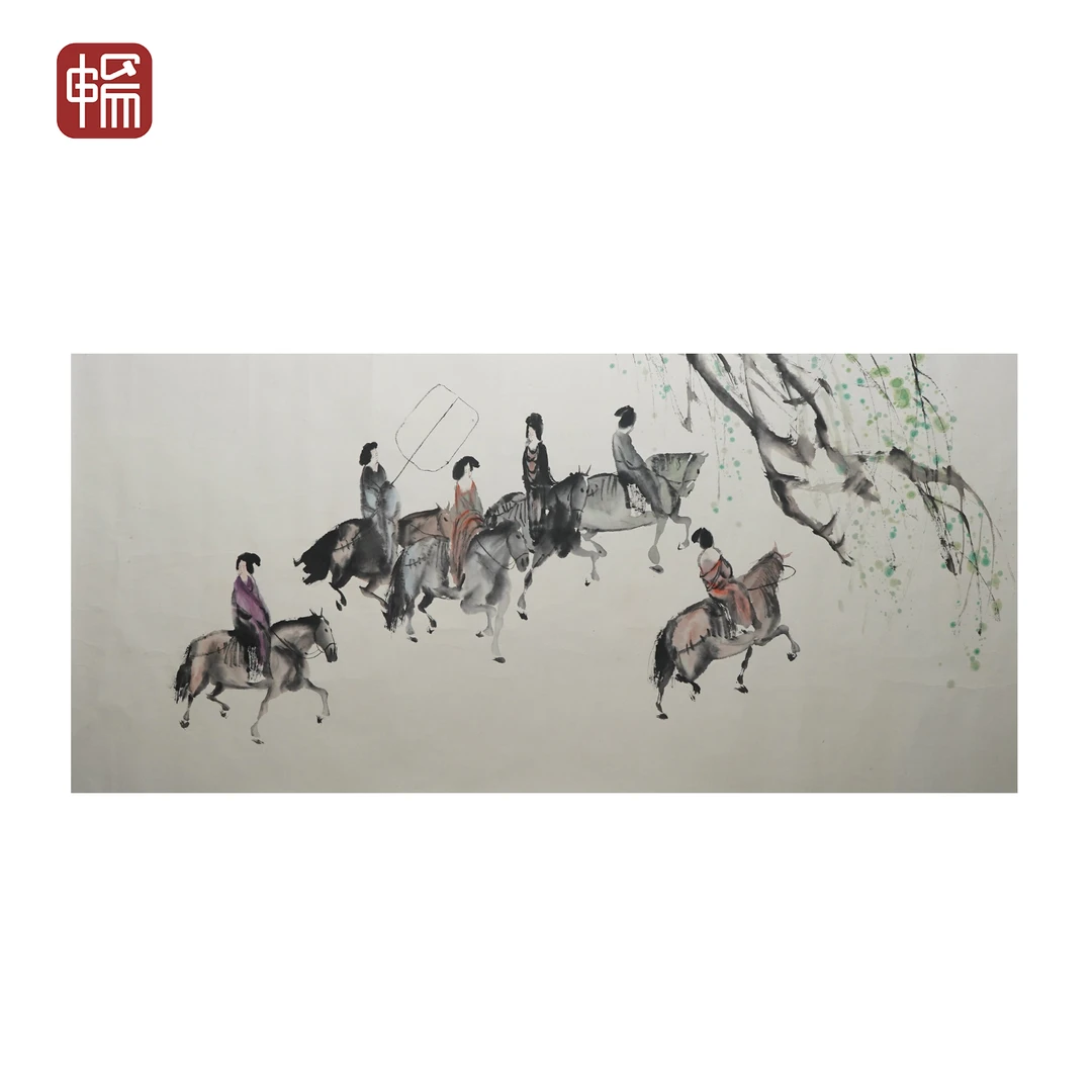 "F1248 2013年作 《春郊试马》 134*68（8.20） 纸本立轴 "YQ