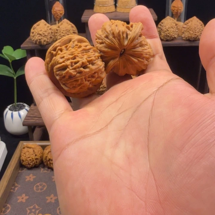 嘴***硬文玩核桃把件四喜楼