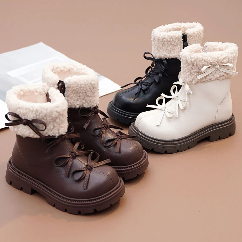 女童靴子真皮马丁靴2025秋冬新款儿童加绒二棉靴时尚单靴百搭童鞋