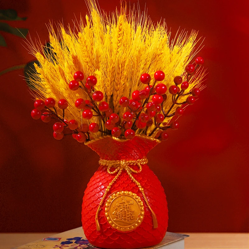 黄金大麦穗仿真花客厅干花花束插花瓶福桶装饰年宵花新年春节摆件