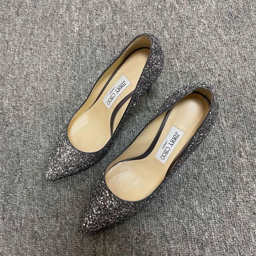95新 JIMMY CHOO/吉米周 亮片细跟高跟鞋 37码/6432
