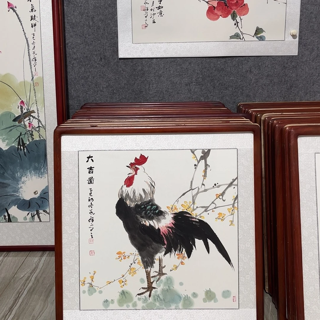 国画书画作品带框63×63