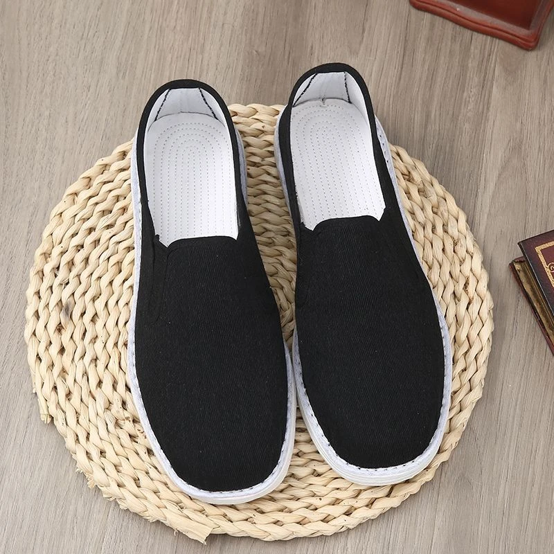 老北京手工千层底布鞋男纳底鞋一脚蹬男士纯布底鞋透气黑布鞋