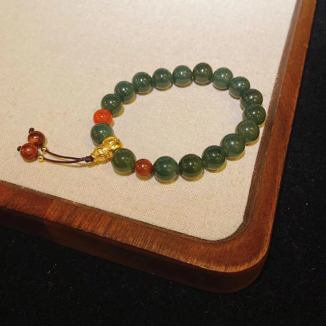 CA541 和田玉新疆且末南红设计款手串多样性发货一条