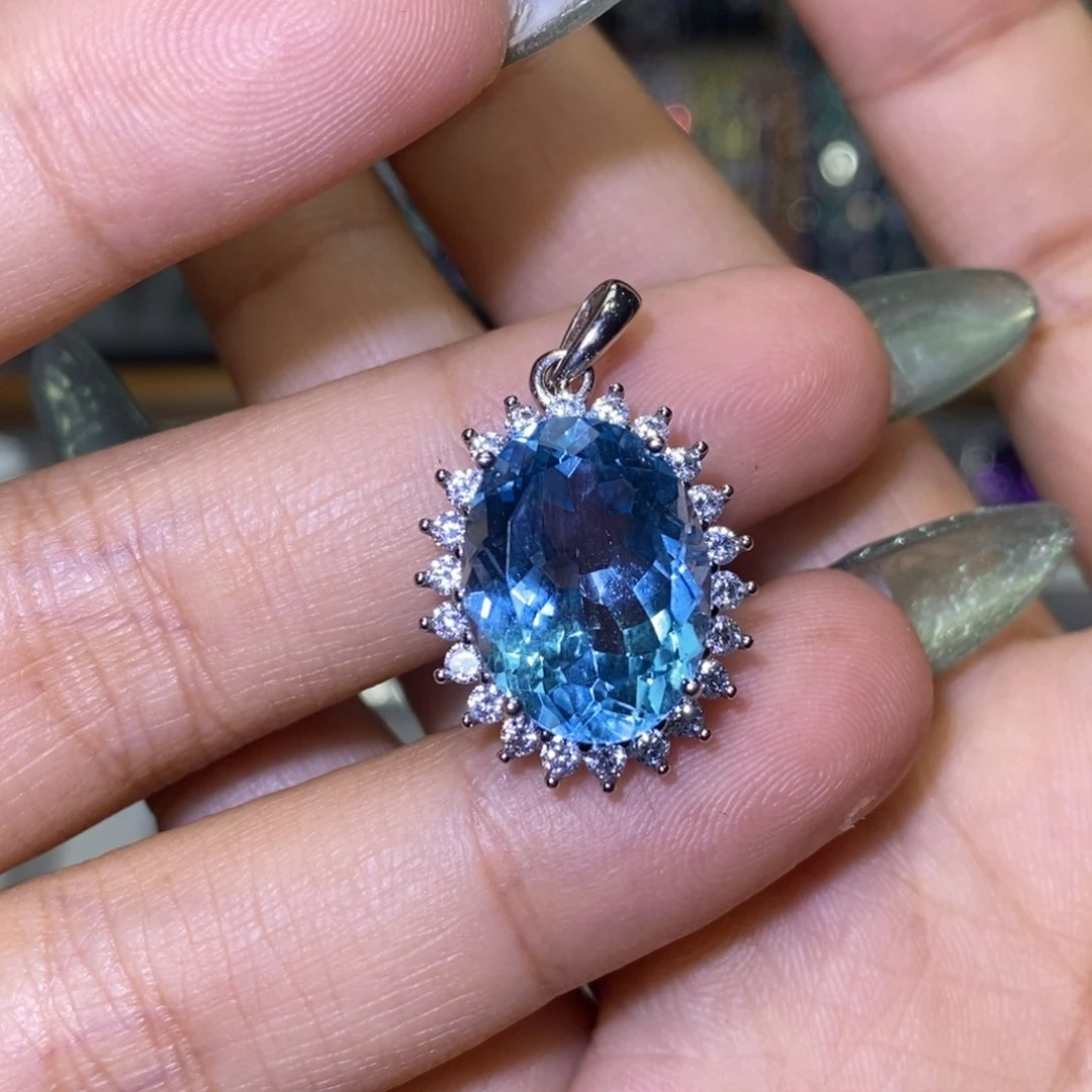 吊坠(赠链)托帕石银S925镶嵌