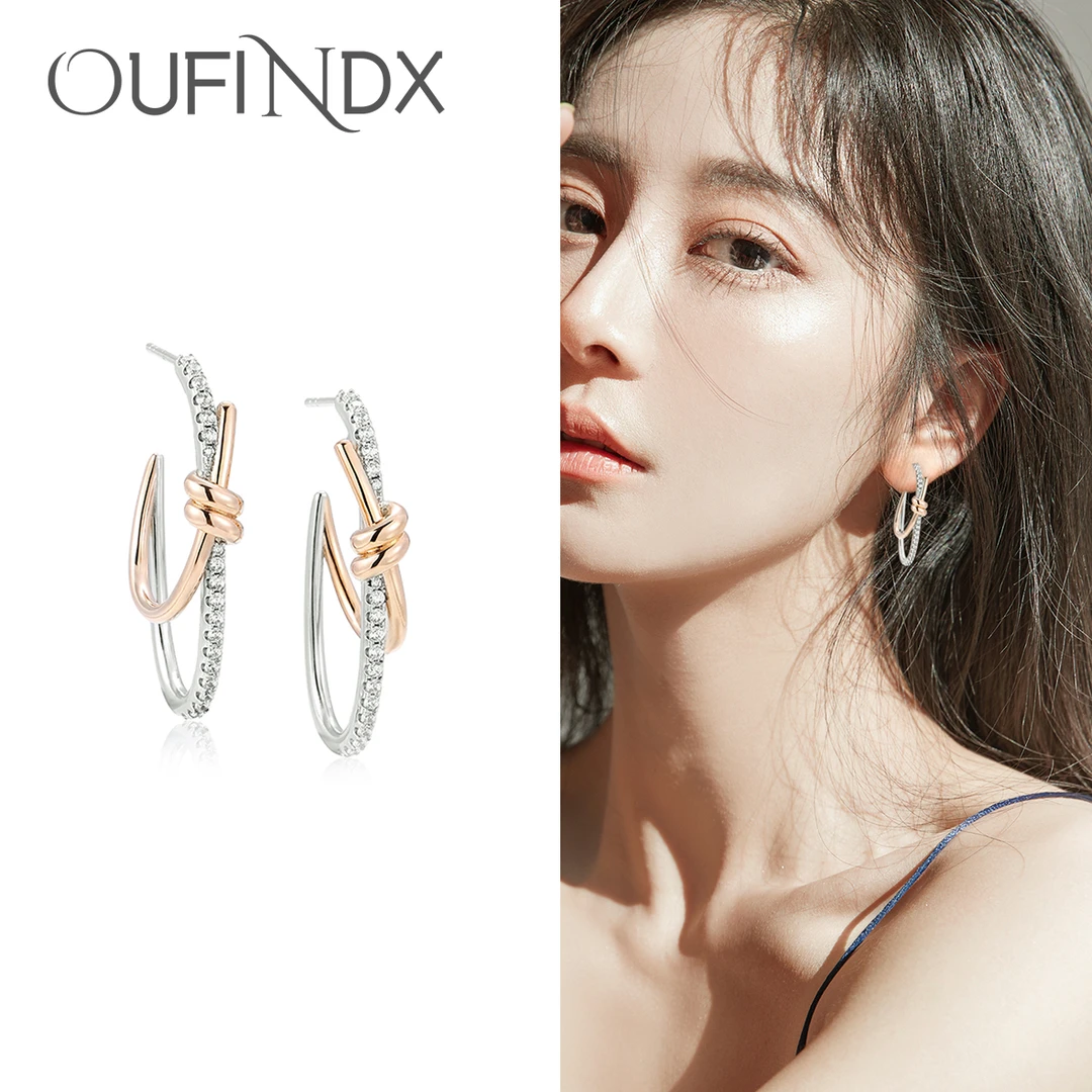 美★【高定限量】TIF新款 绳结双色耳钉~8832