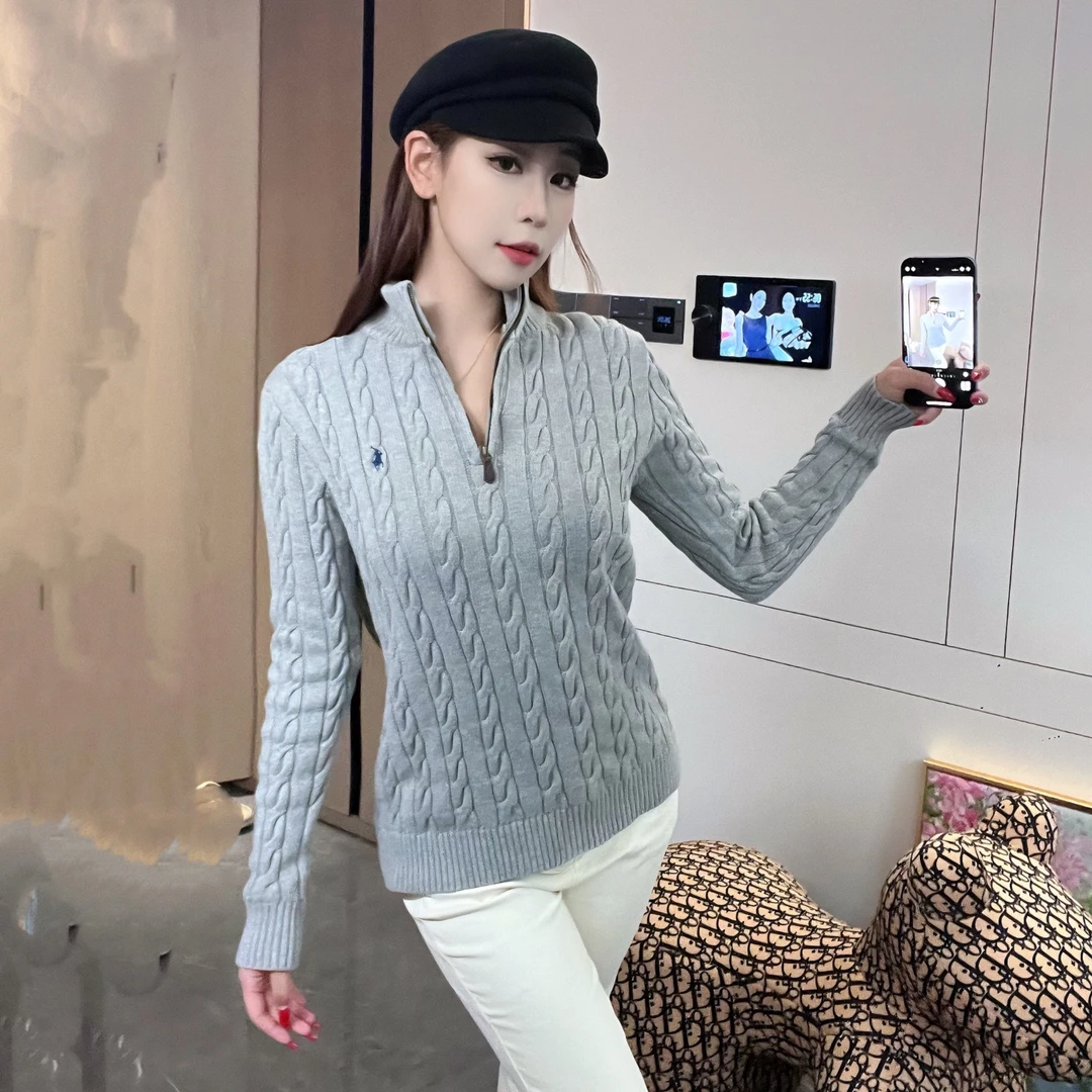 【RG】半拉链针织毛衣男女同款 马*刺绣网红明星同款25秋冬新款10色