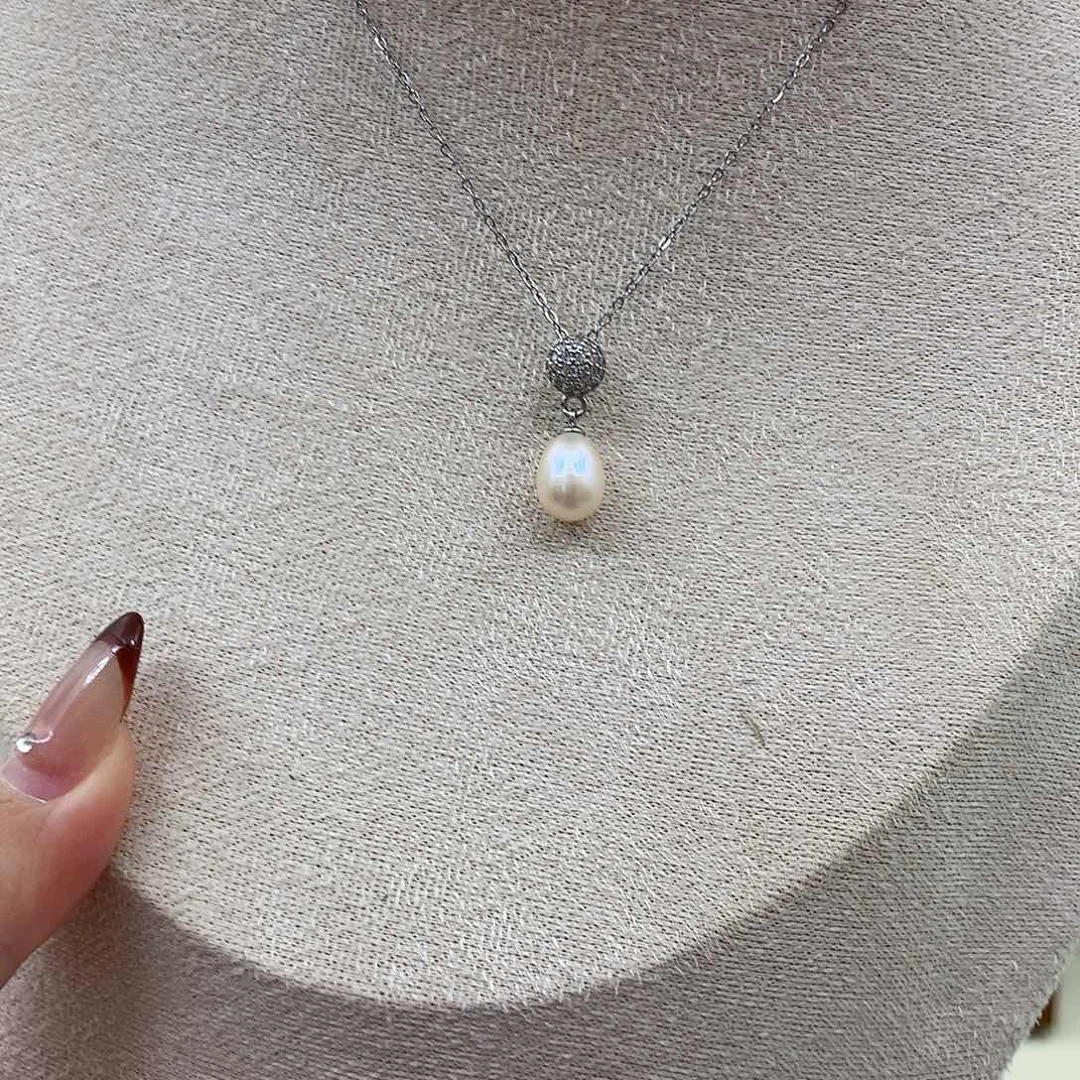 耳饰银S925镶嵌淡水珍珠