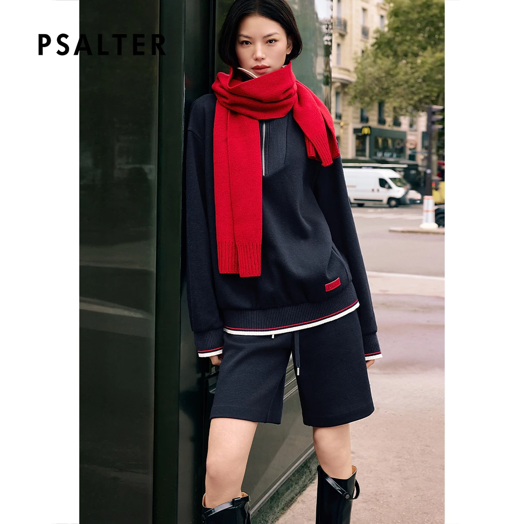 PSALTER诗篇轻松趣味学院翻领宽松廓形卫衣2025冬季新款