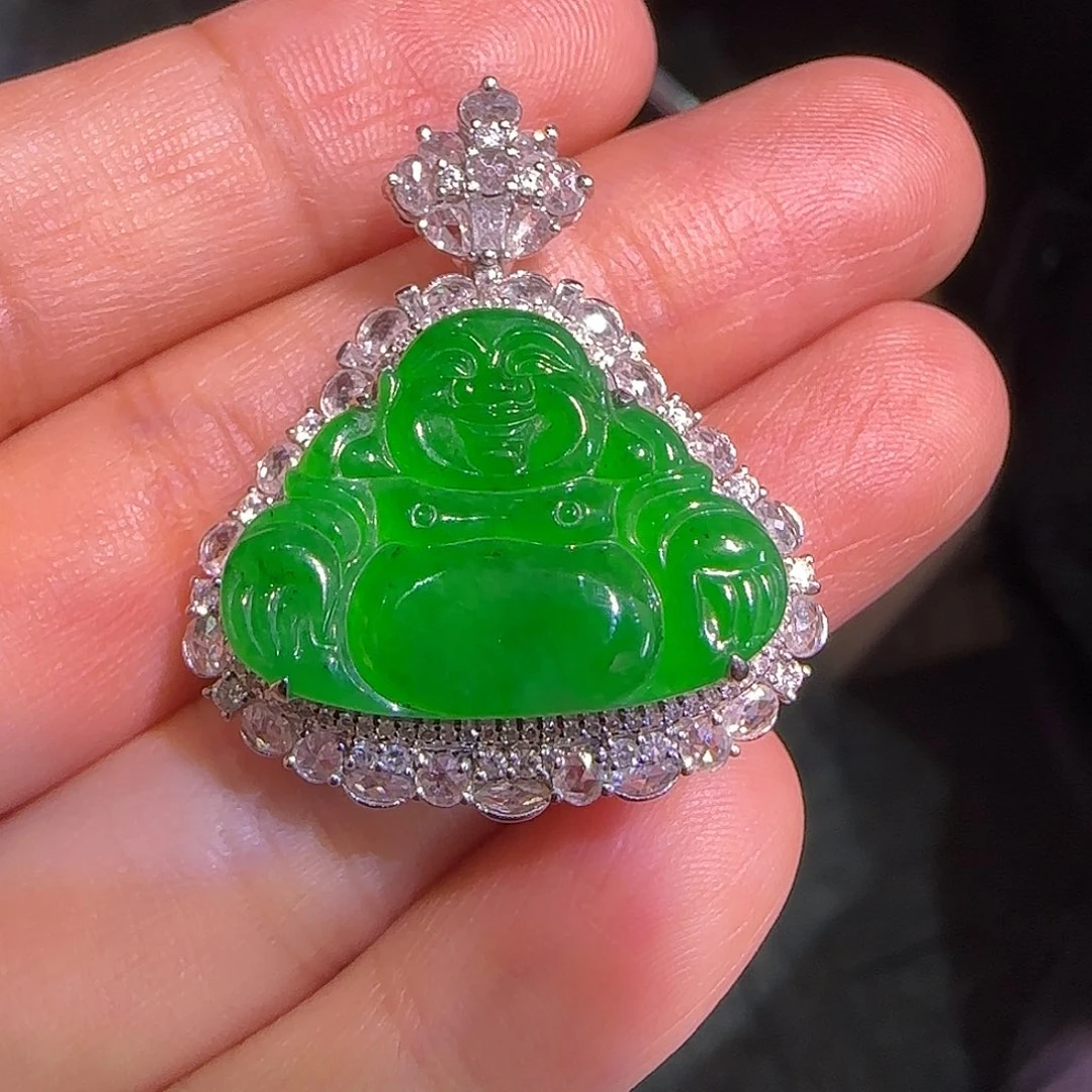 翡翠18K金镶嵌吊坠(不含链)