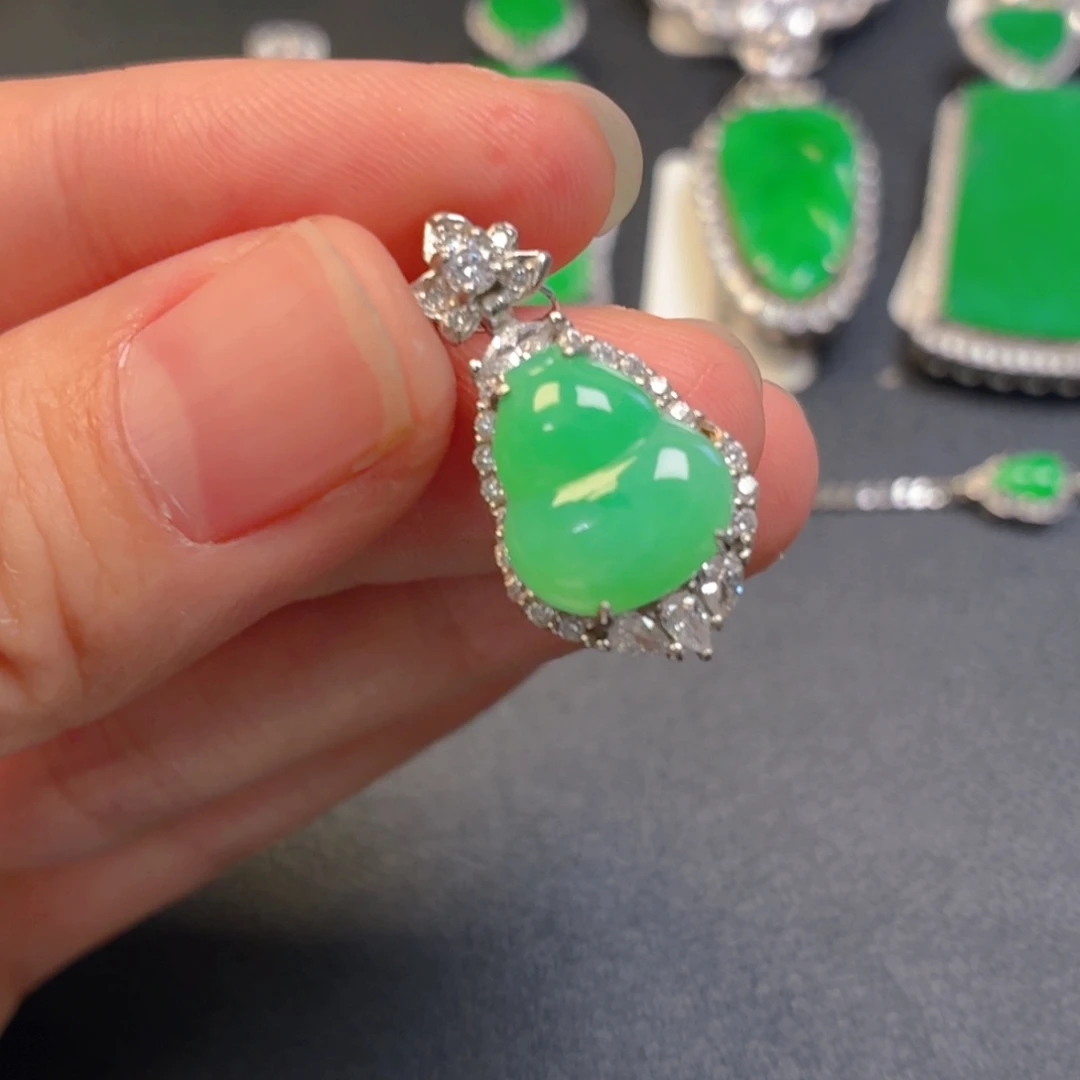 翡翠银S925镶嵌吊坠(不含链)