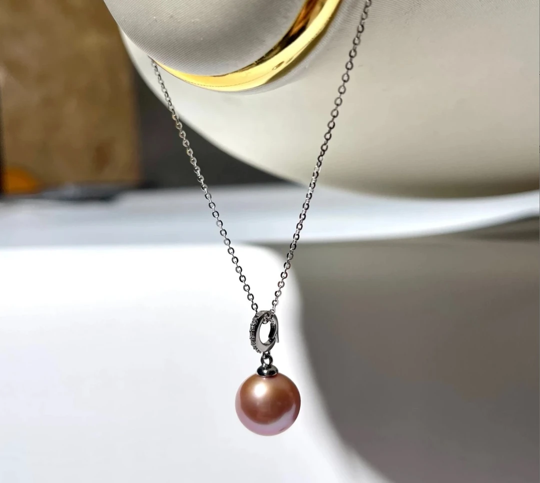 659 【潇潇甄选】 S925银 淡水珍珠万能扣紫色吊坠11-12mm