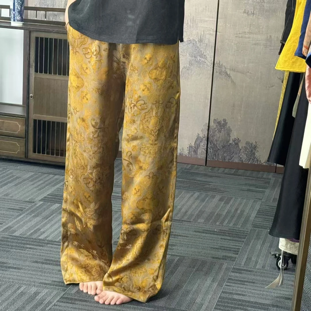 100桑蚕丝！有凤来仪重缎香云纱薯片裤