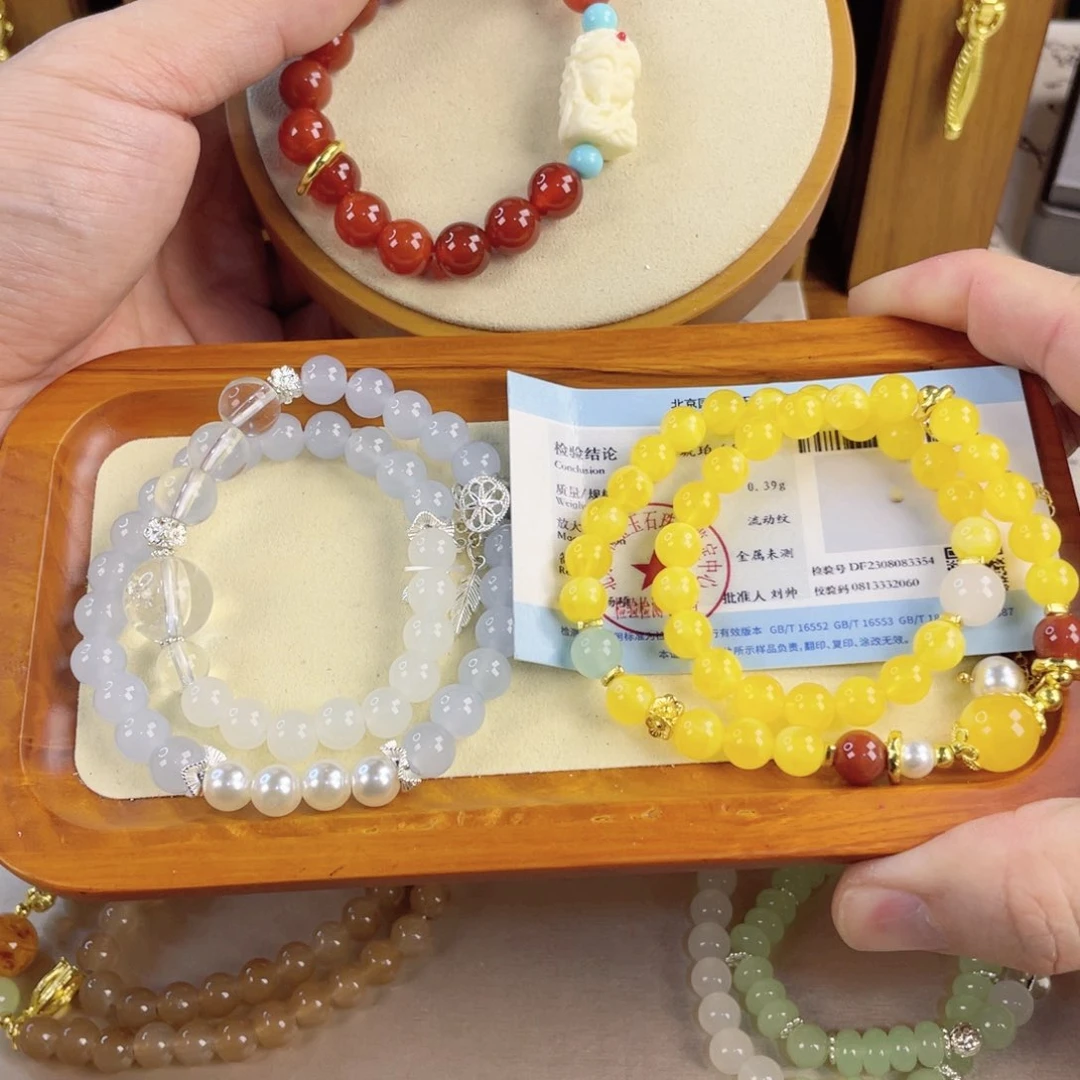 南红玛瑙手链银S925镀金镶嵌