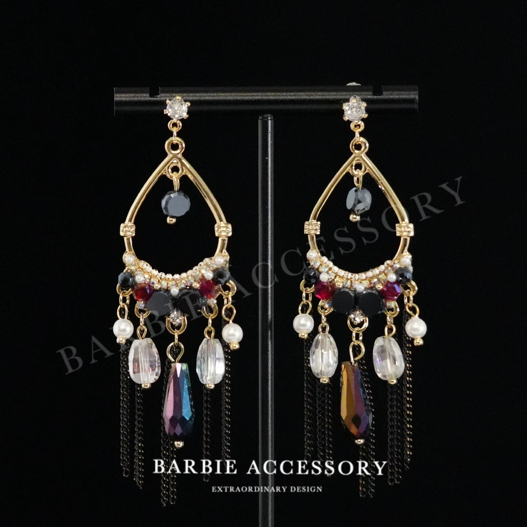 铜合金合成锆石耳饰 【古纪之落】手工既视设计款高级感绝美耳环