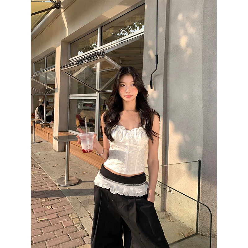 withmin凉皮 纯欲甜梦 辣妹韩系欧若风法式吊带背心上衣2522399