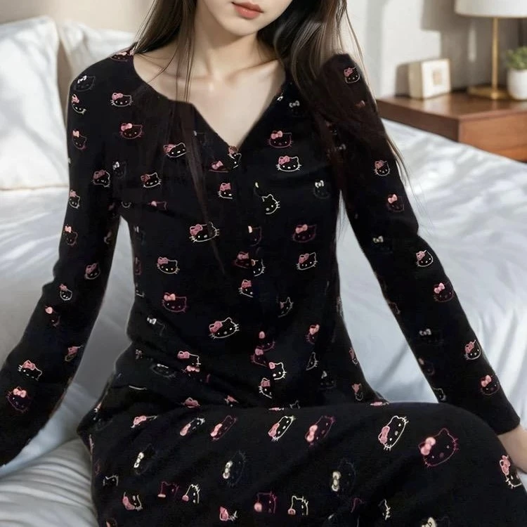 2025年春秋季新款睡衣女款卡通莫代尔女士休闲家居服套装可外穿