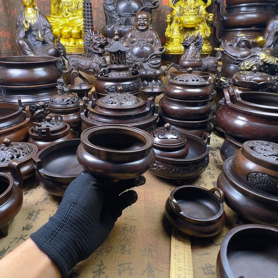 丰***手鬲式炉铜香炉铜香炉聚宝盆