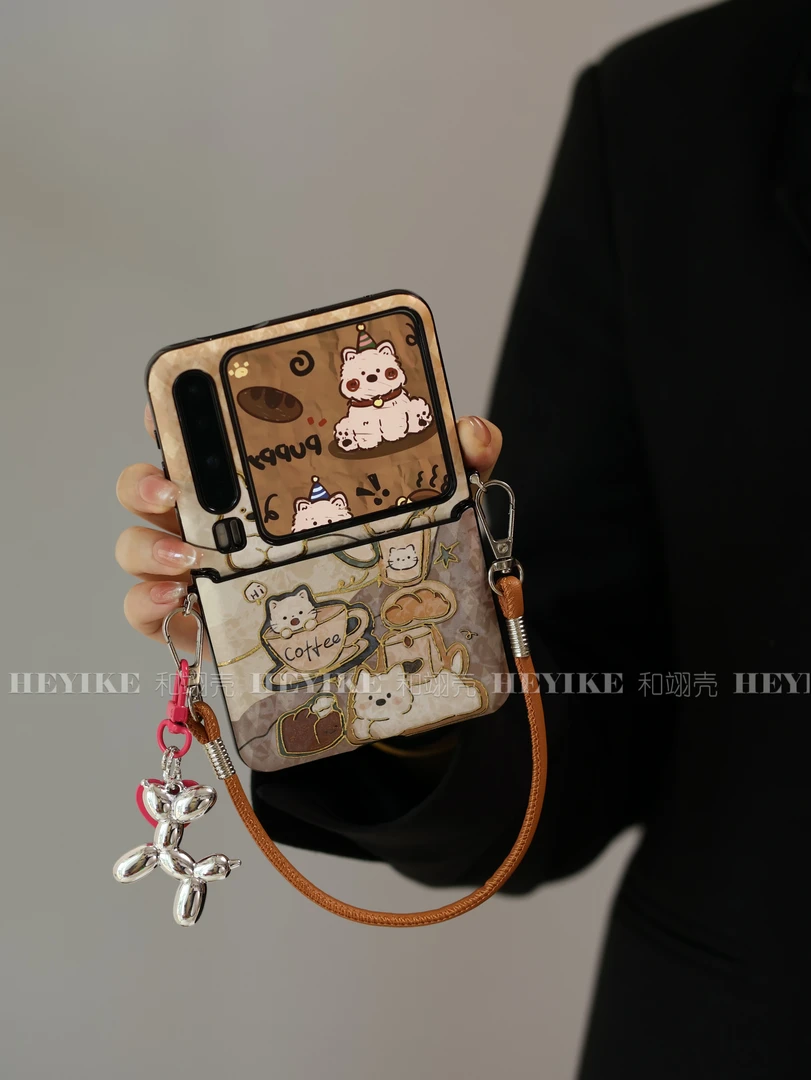 潮牌卡通适用荣耀magicvflip2手机壳华为purax折叠斜挎pocket2新