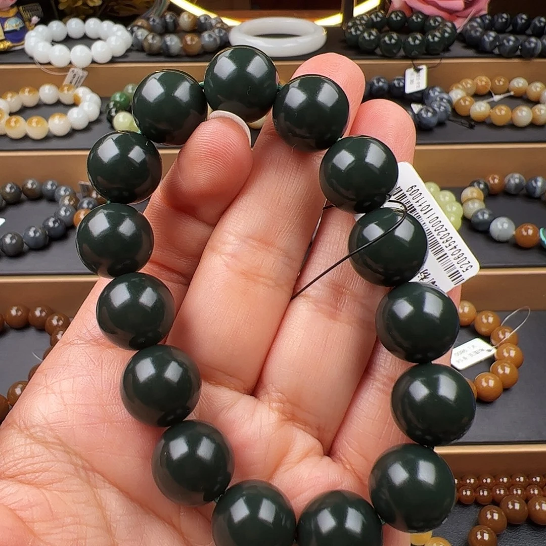 和田玉未镶嵌手链新疆特细沙枣青卡14