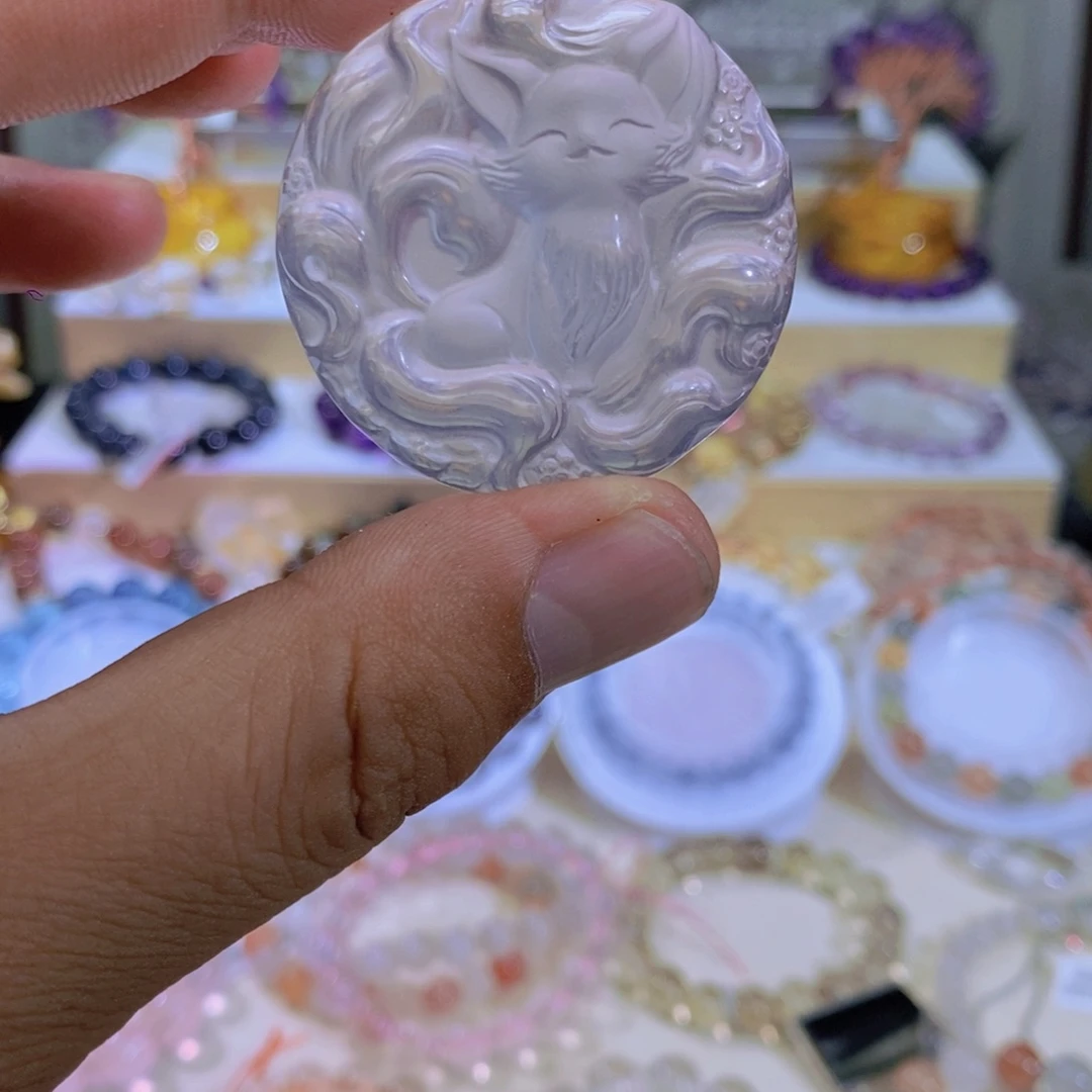 水晶手链未镶嵌粉水晶狐牌吊坠