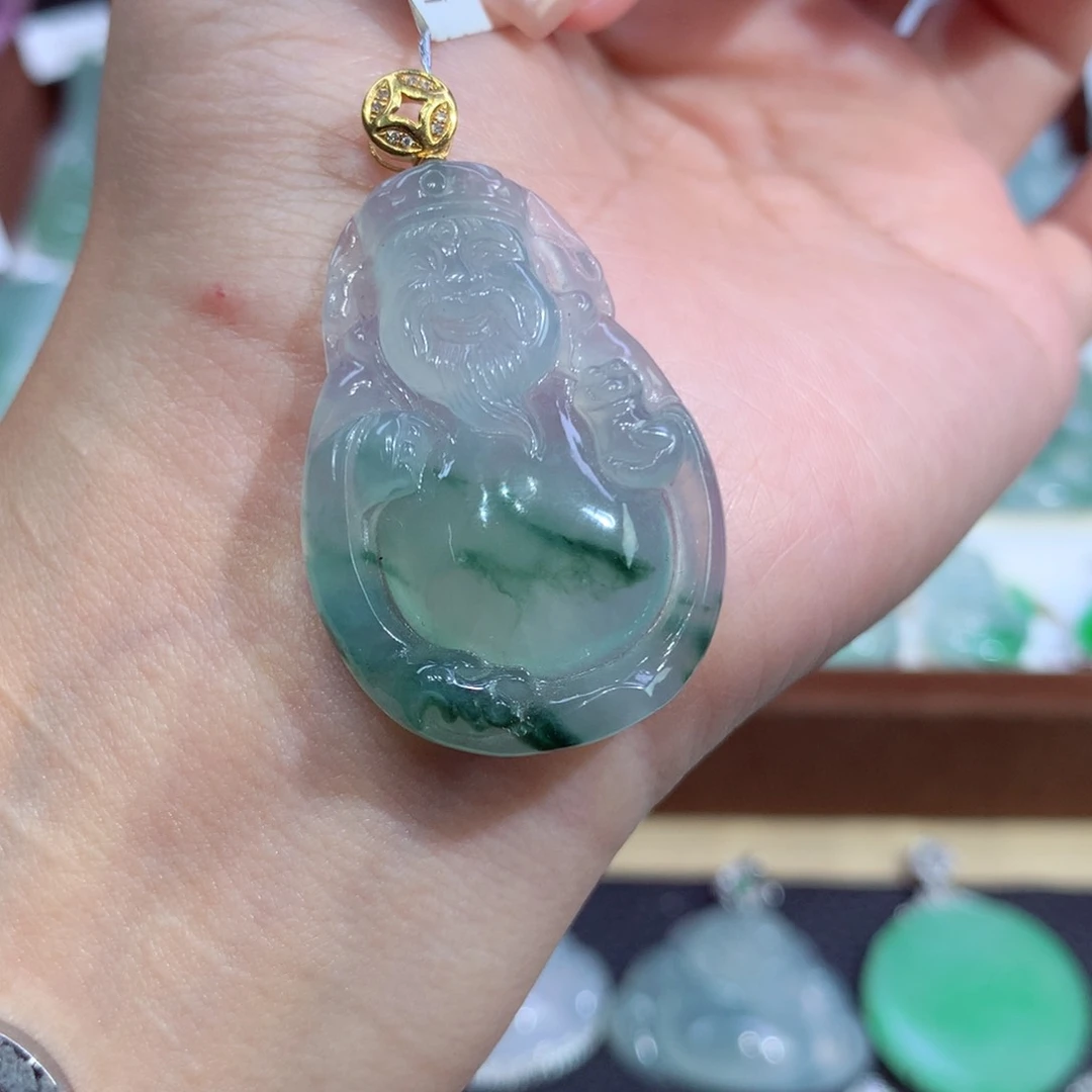吊坠(不含链)18K金镶嵌翡翠