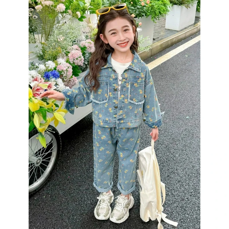 女童洋气宽松春秋季网红韩版牛仔套装女宝宝2025新款休闲两件套潮