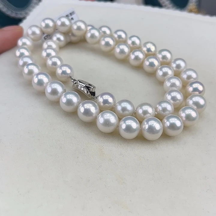 淡水珍珠银S925镶嵌颈饰9-10极光奥绿光高品