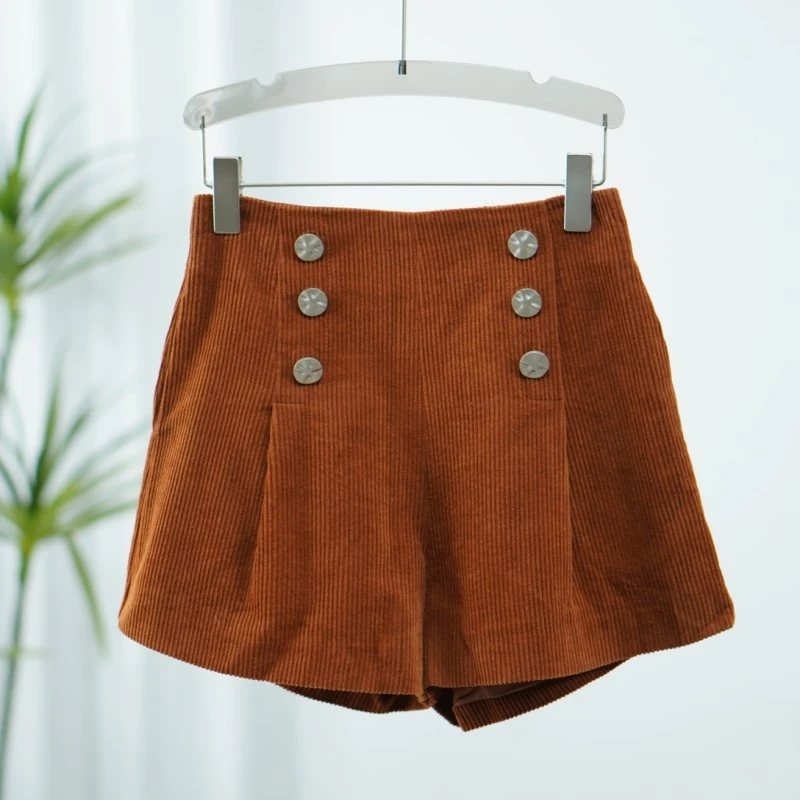 【诗M】S723-5   女装时尚秋冬灯芯绒短裤咖啡色9521257