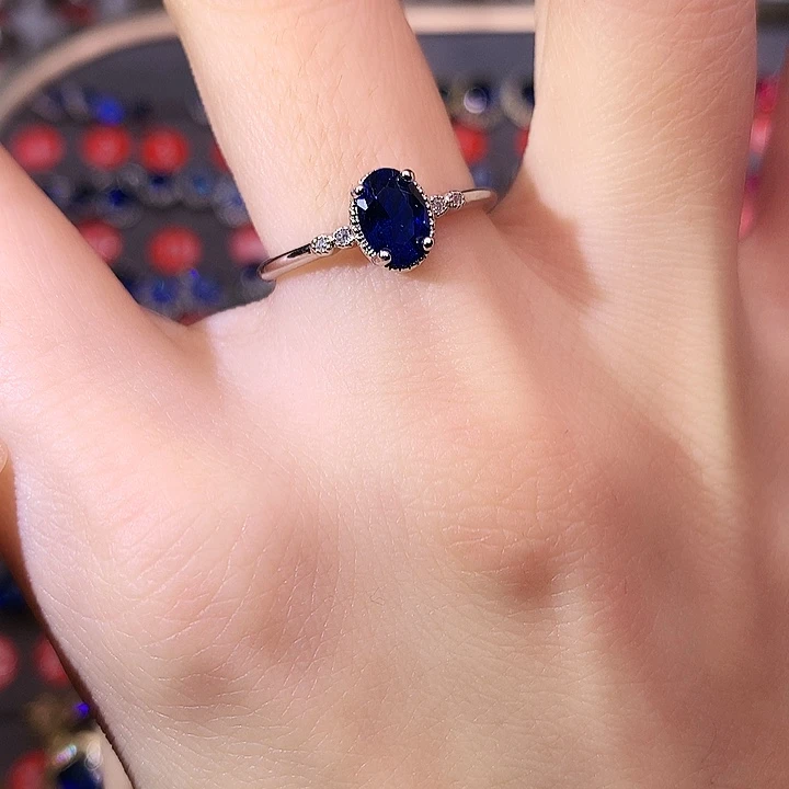 蓝宝石戒指银S925镶嵌