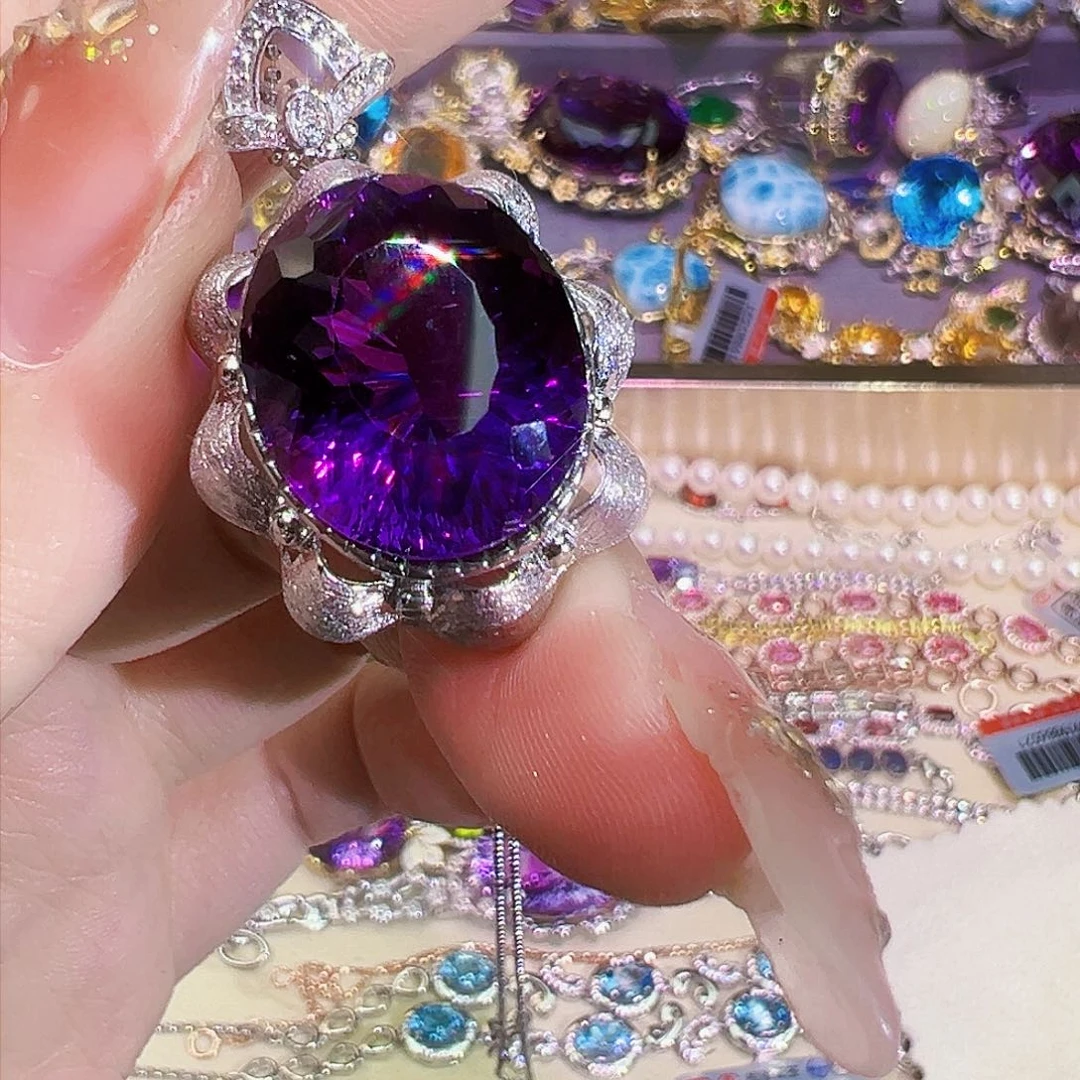 紫晶珠宝半成品银S925镶嵌