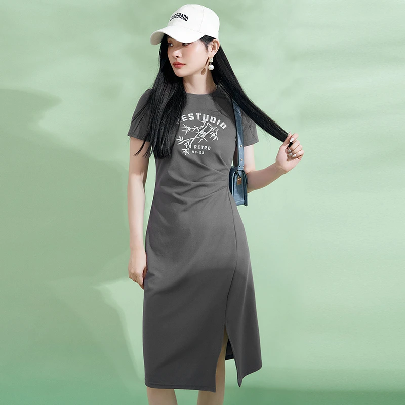 A095运动风修身中长裙连衣裙专柜折扣女装2025夏52HH0A0095