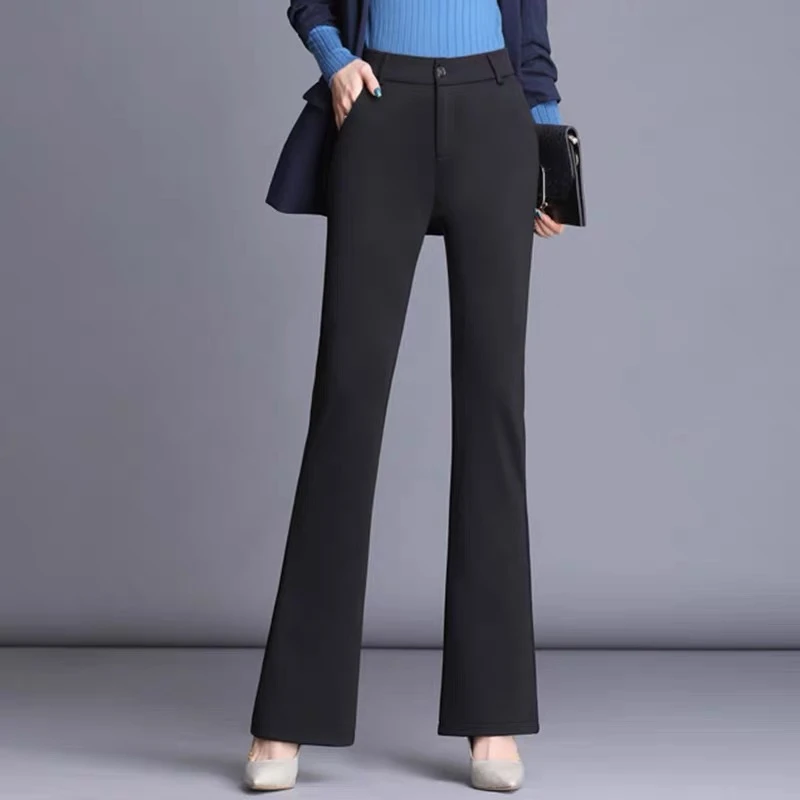 喇叭裤女休闲裤春夏微喇裤高腰外穿西装黑色直筒裤时尚修身百搭款