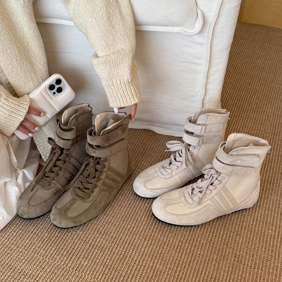 61oniiii" jennie穿搭"双系带小众设计运动鞋女夏季休闲德迅鞋子