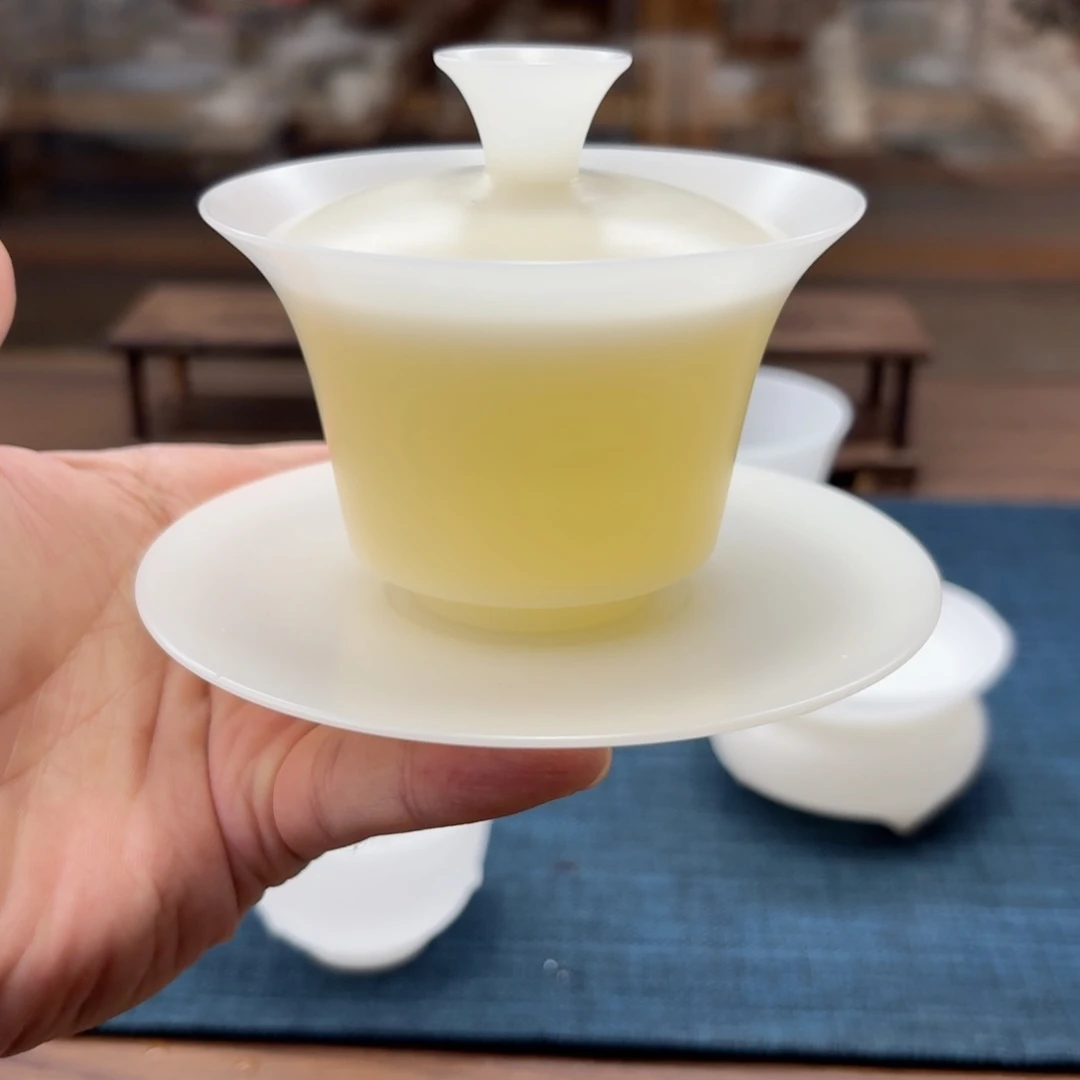 薄胎素烧璞玉冰种玉瓷茶具