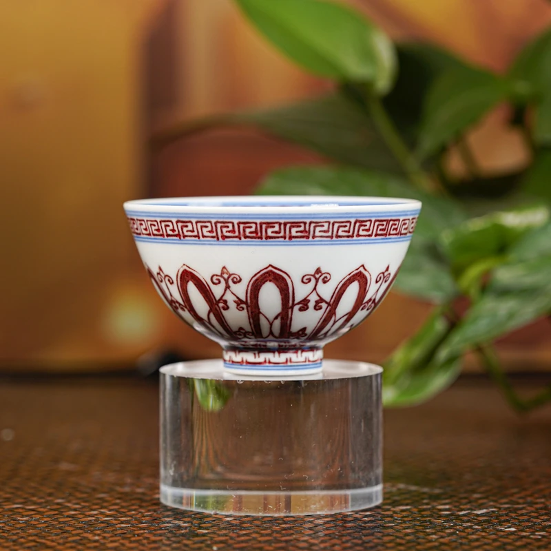 【小乔赏瓷】景陶院釉里红阿拉伯鸡心杯 jty248