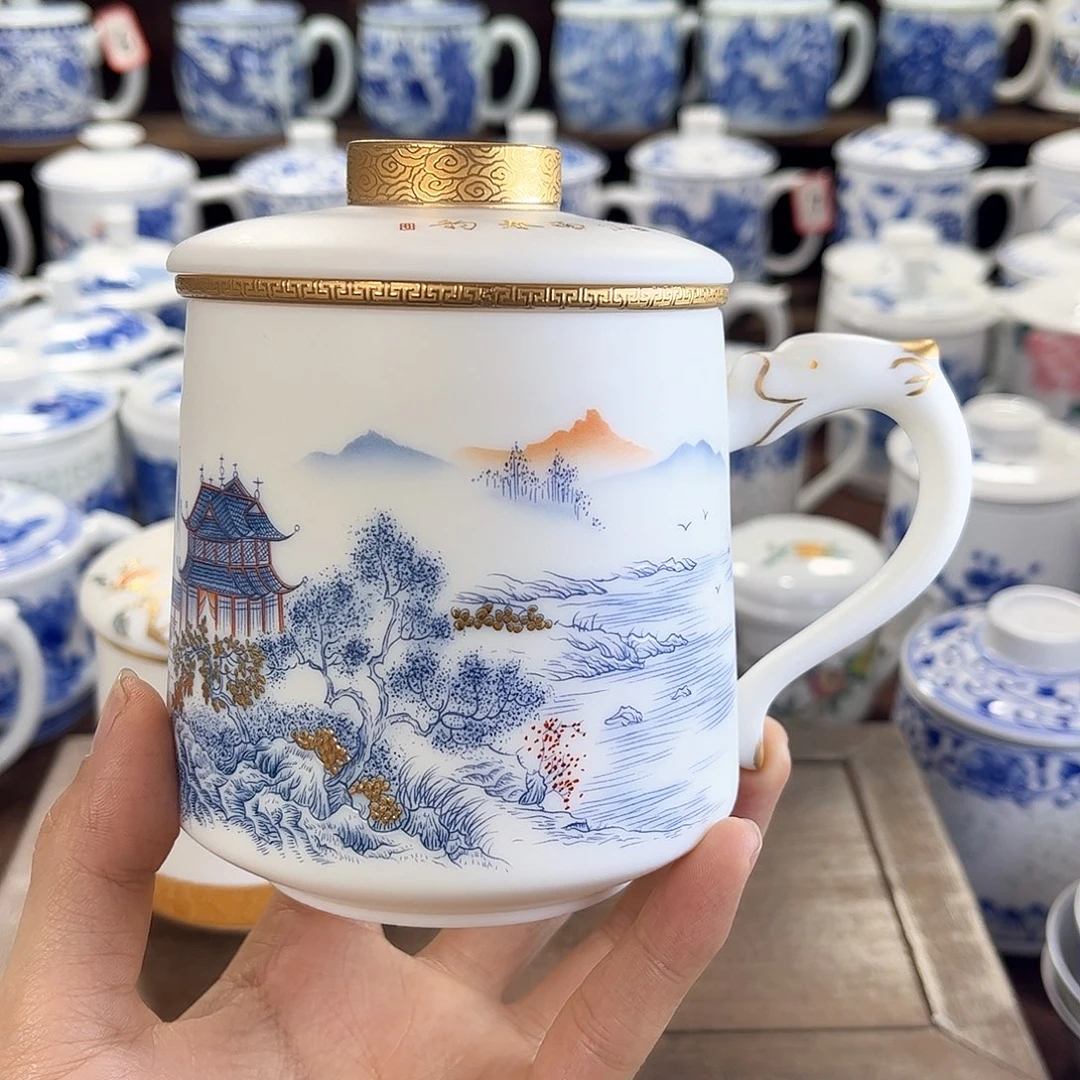 @***车景德镇陶瓷马克杯带盖