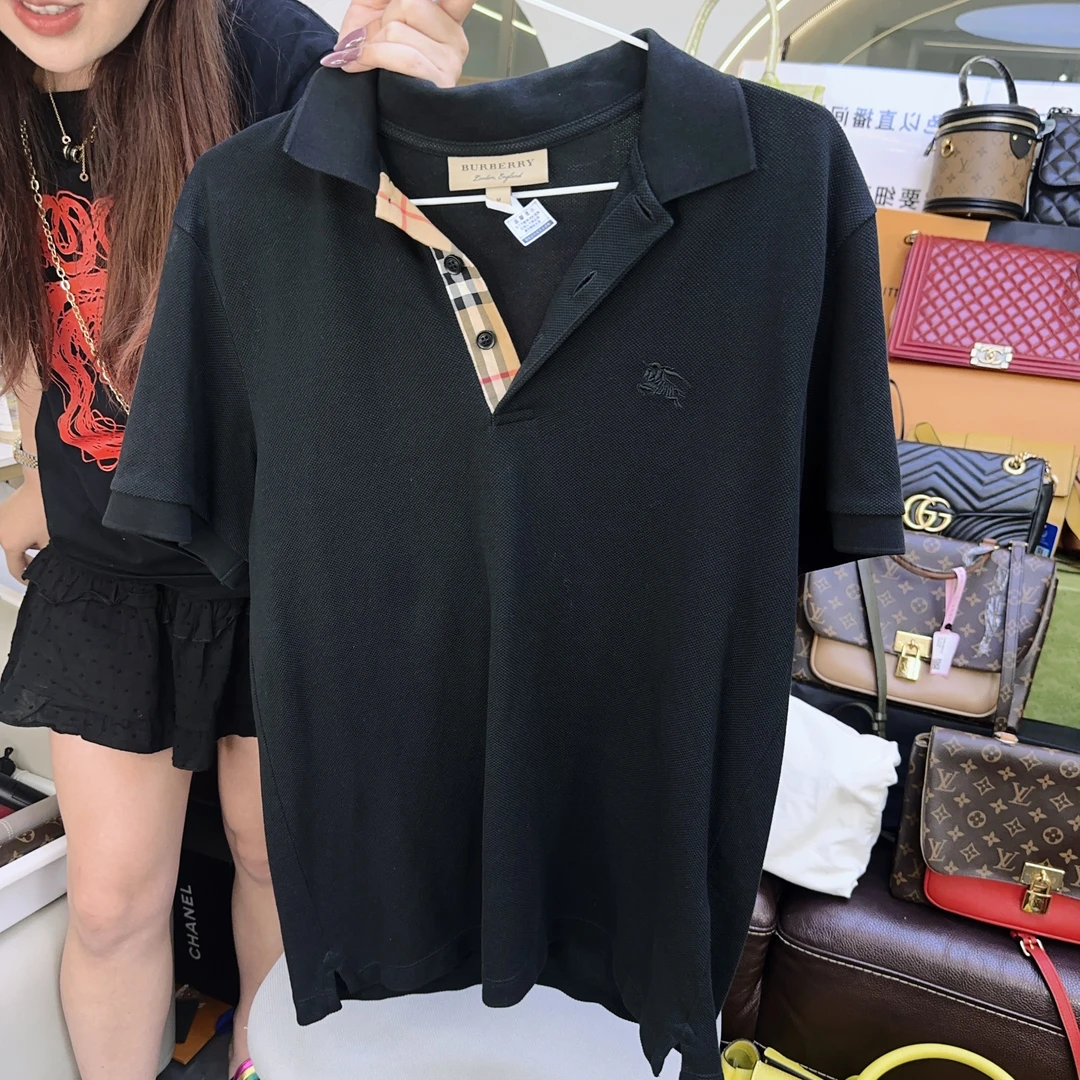 95新 BURBERRY/博柏利 刺绣短袖常规纯色夏季Polo衫