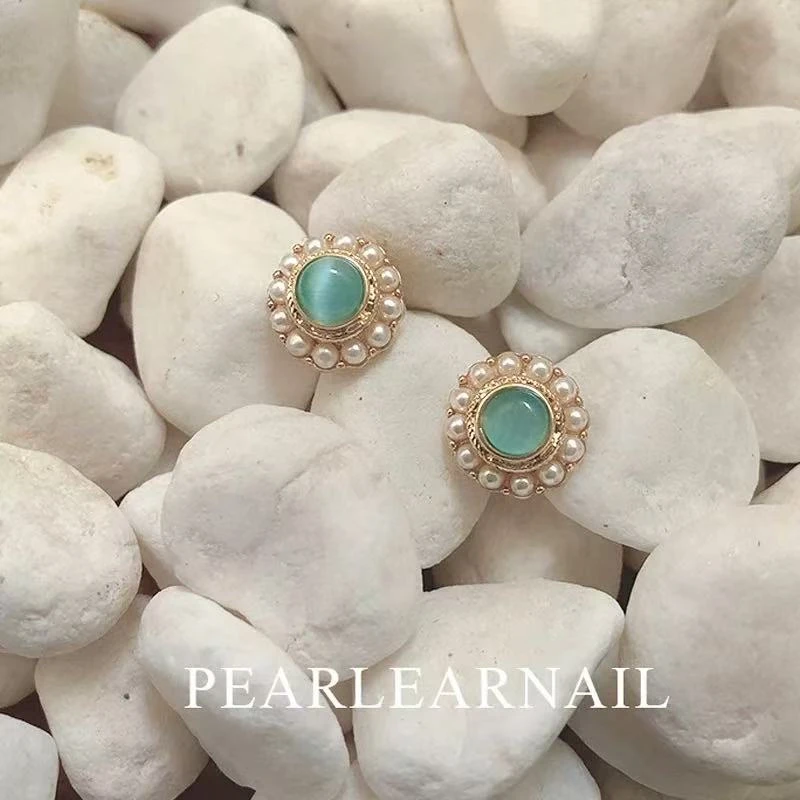 合金耳饰 富士山下~复古宫廷风珠珠耳钉耳饰女独特耳环耳坠耳饰品