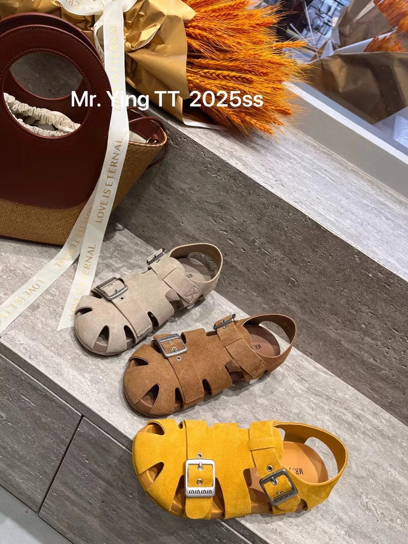 极简风时装凉鞋复古防滑包头女厚底百搭凉鞋压花皮编织