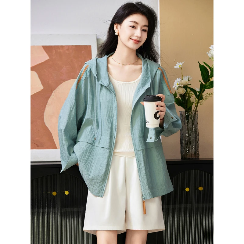 衣品乐原创宽松大码春季新款休闲拼接撞色连帽外套C1233