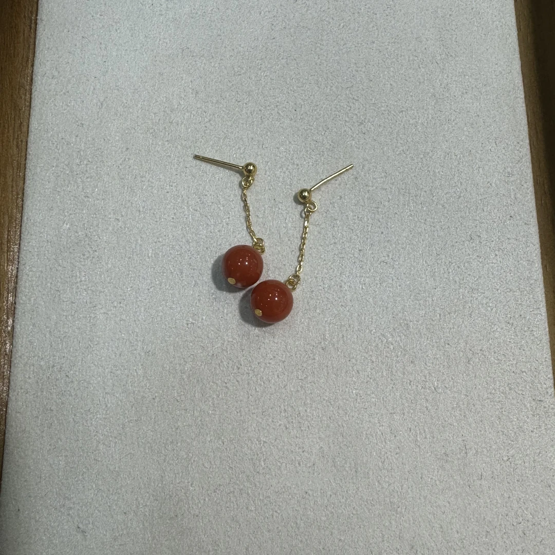 S925银南红耳坠E-63105